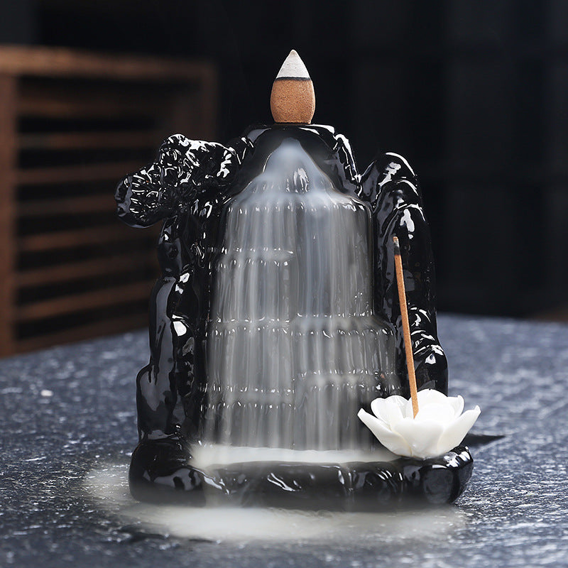 Black Glaze Ceramic Backflow Incense Burner