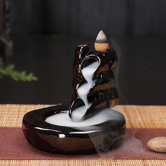 Black Glaze Ceramic Backflow Incense Burner